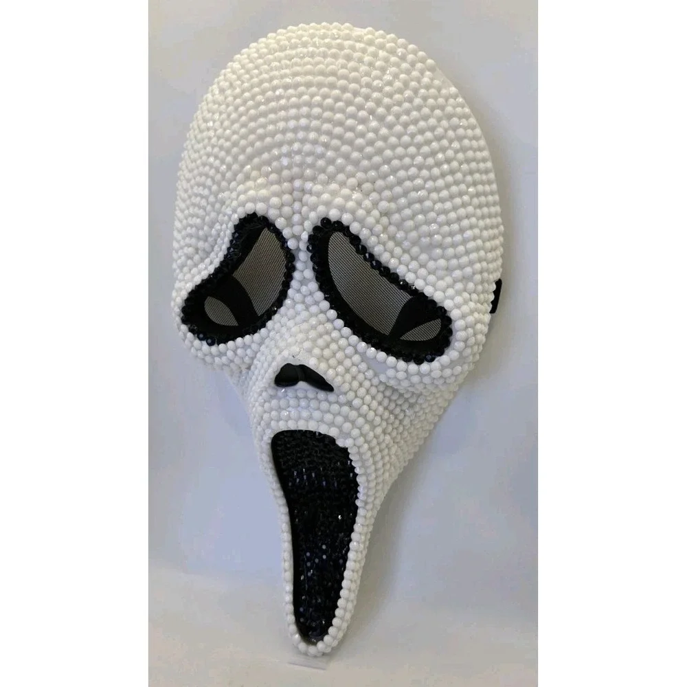 Ghostface Scream Mask Rhinestone Sexy White Bling Costume Horror Role Cosplay